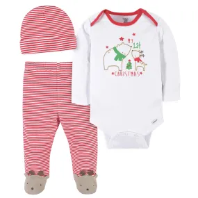3-Piece Baby Neutral Polar Bear & Reindeer Onesies® Bodysuit, Pants, & Cap Set
