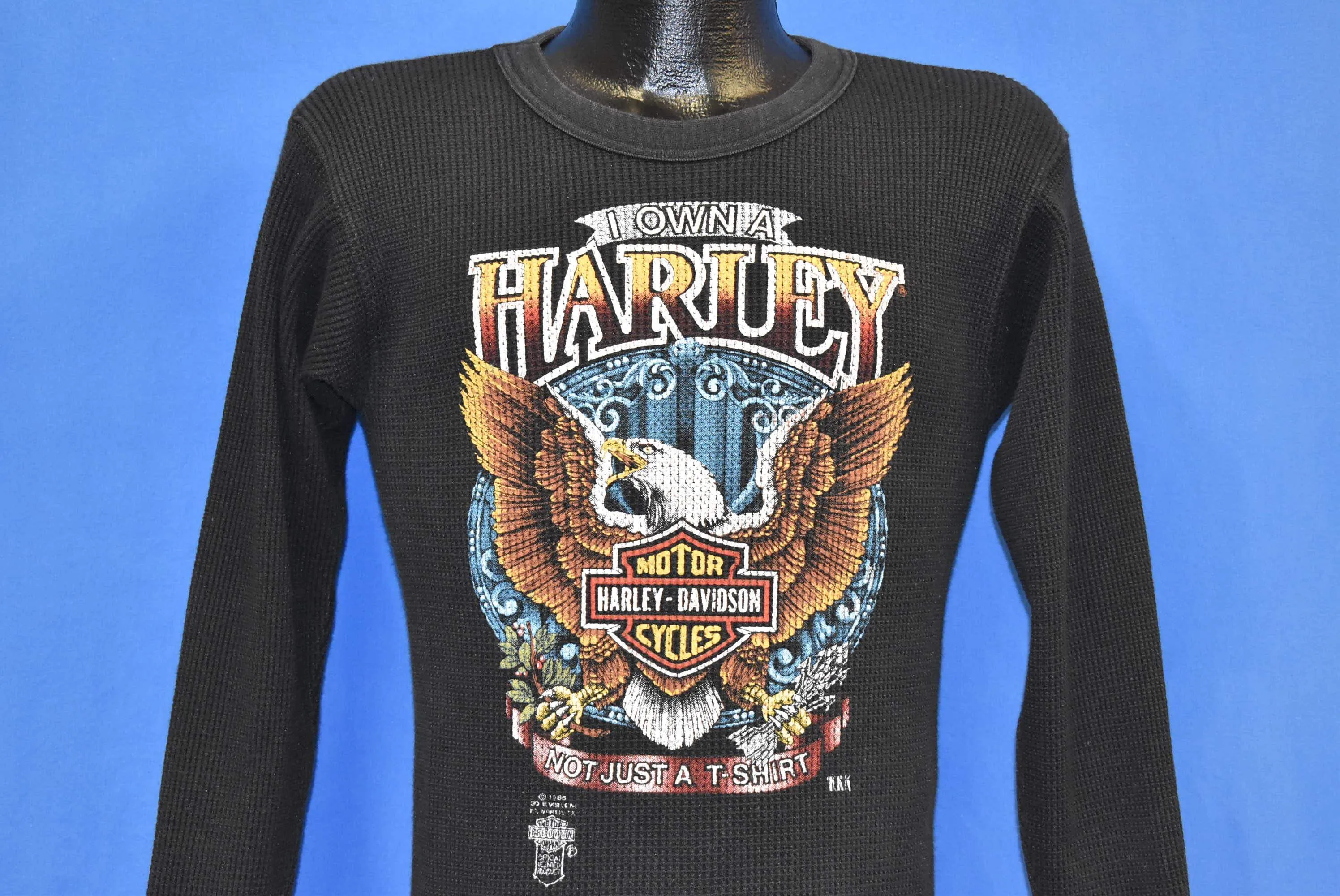 80s 3D Emblem Harley Davidson Thermal t-shirt Small