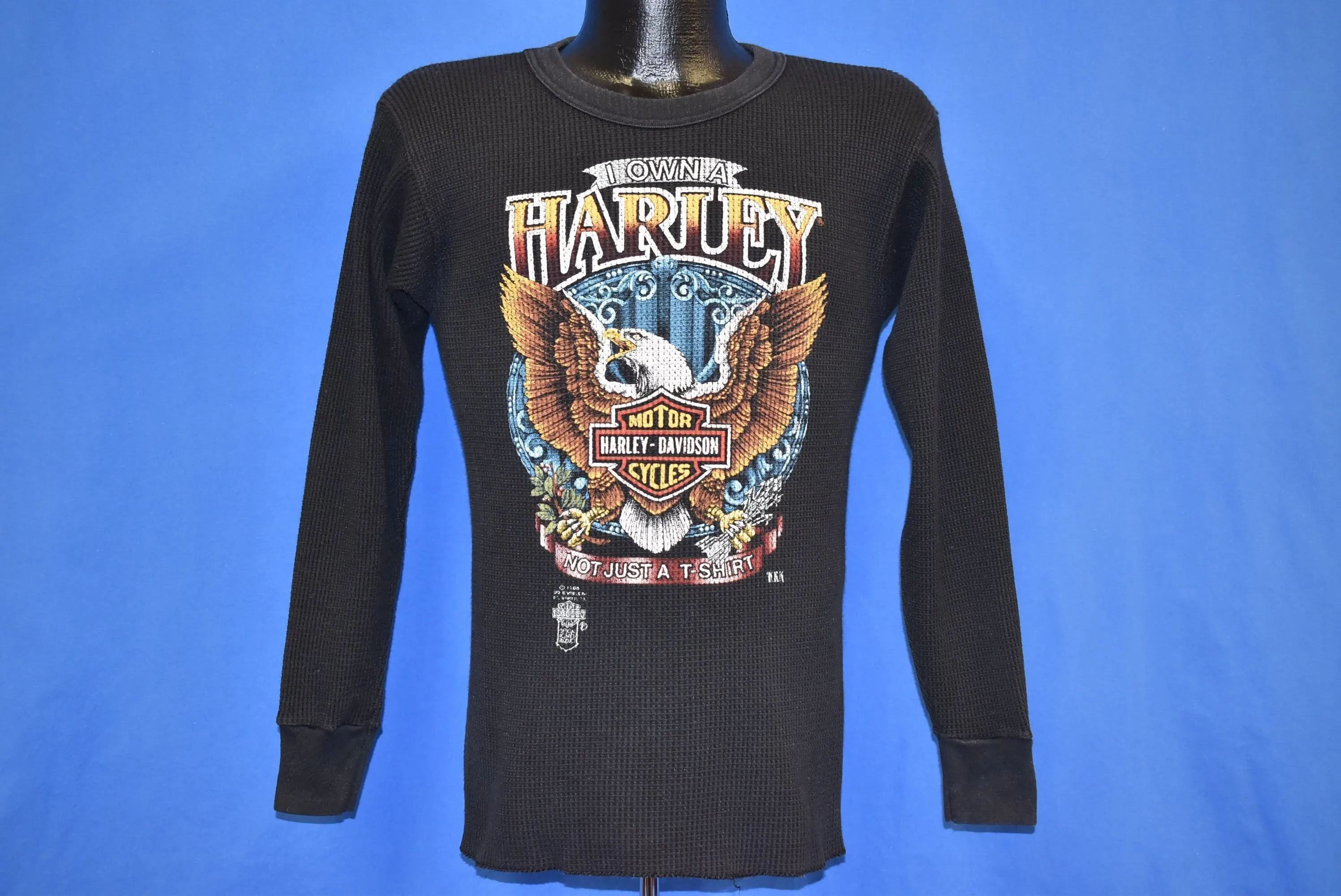 80s 3D Emblem Harley Davidson Thermal t-shirt Small