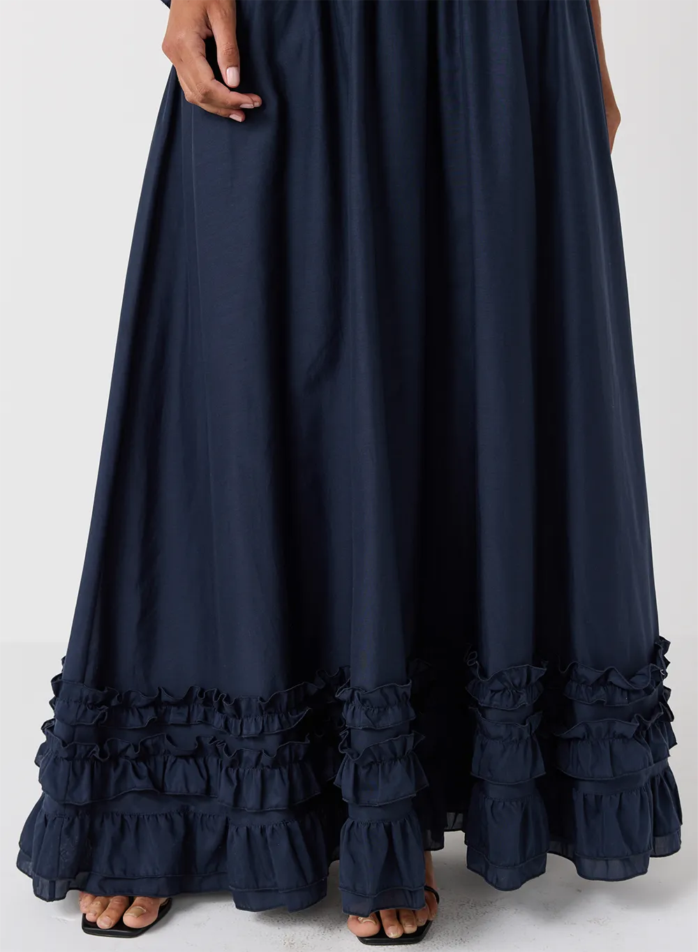 Anastacia Silk Cotton Maxi Dress | Navy
