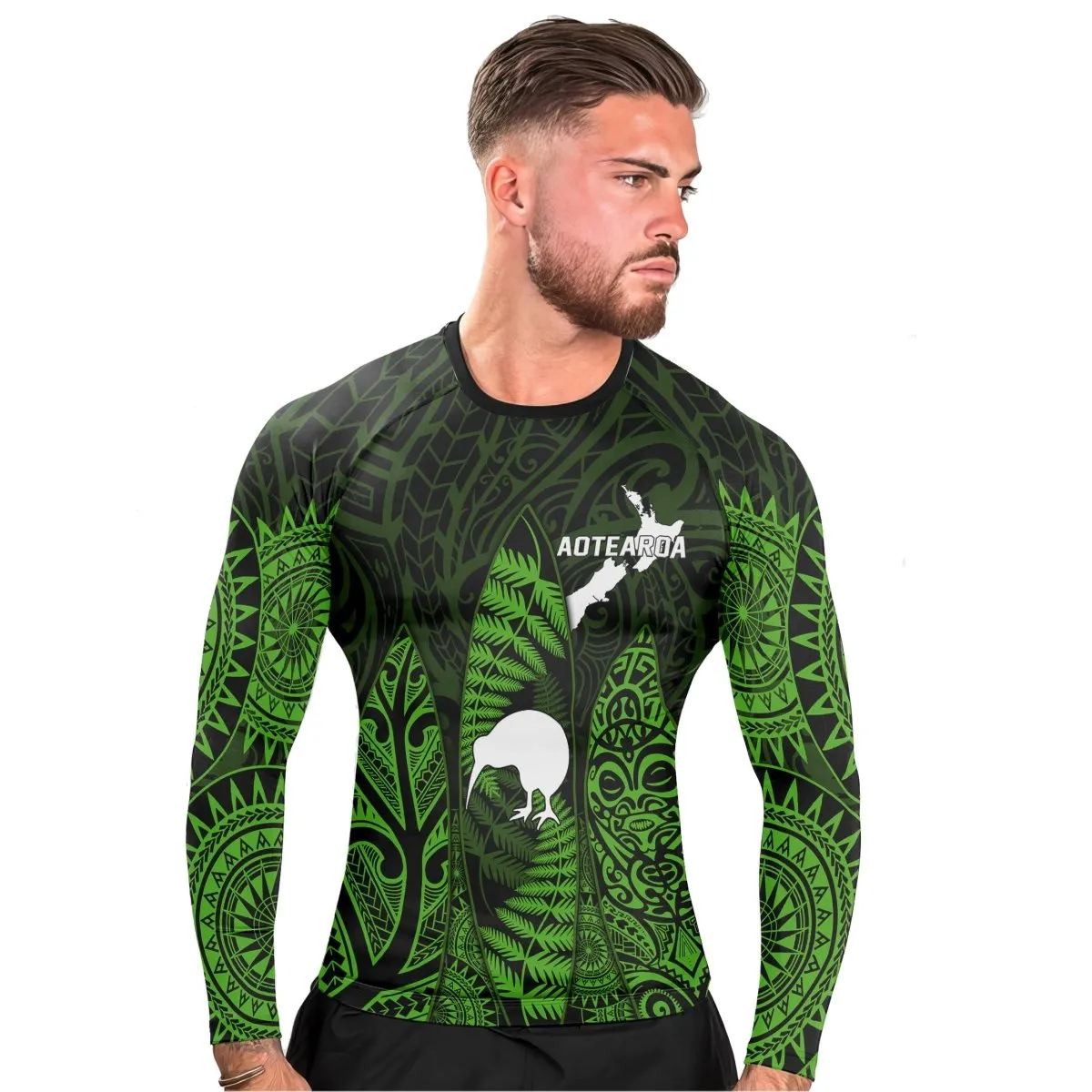 Aotearoa Kiwi Bird Men's Long Sleeve Rash Guard
