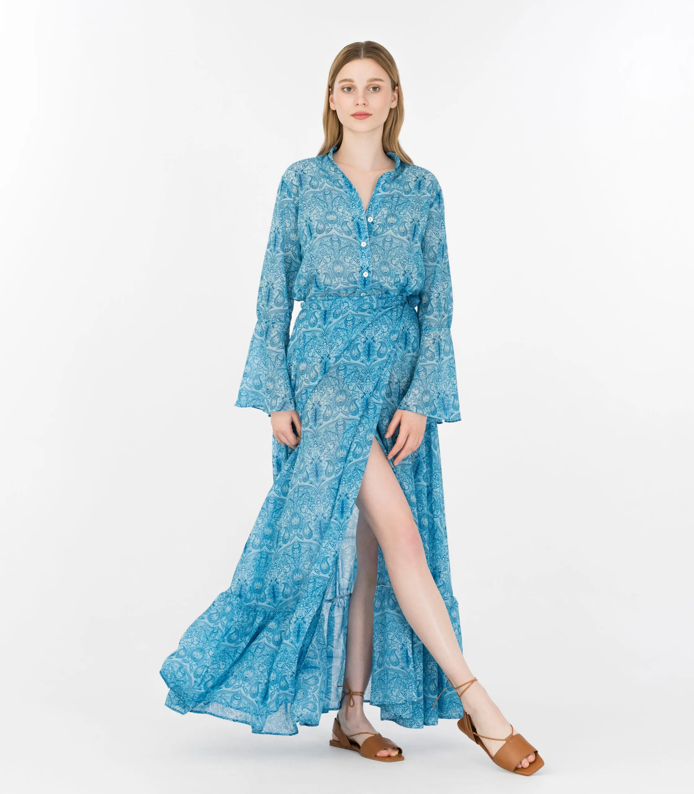 Aquarium Print Maxi Wrap Skirt