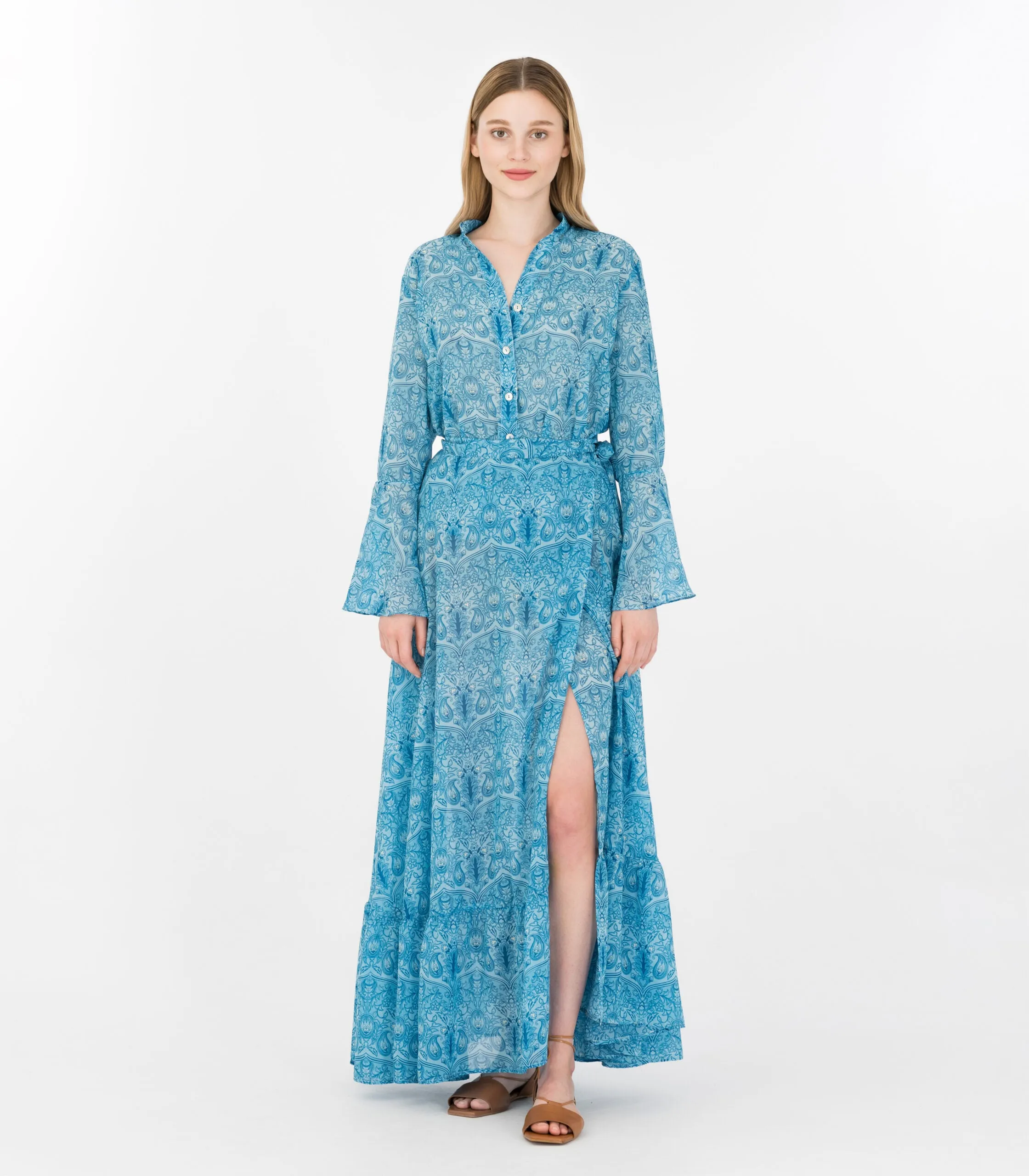 Aquarium Print Maxi Wrap Skirt