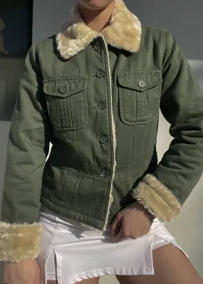 Army Green Fur Trim Jacket (M)
