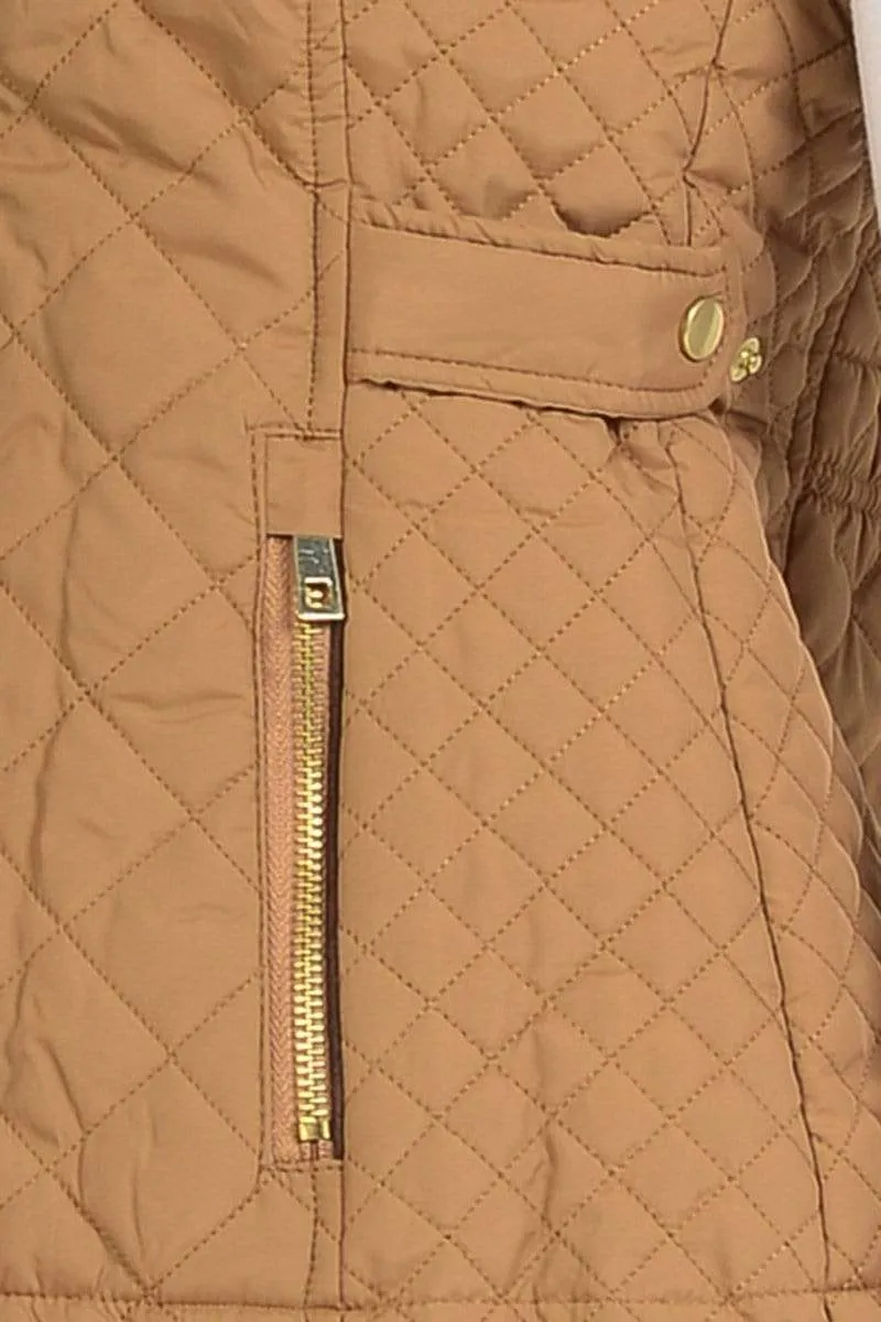 Auliné Collection Womens Quilted Zip Up Lightweight Fur Hooded Padding Vest