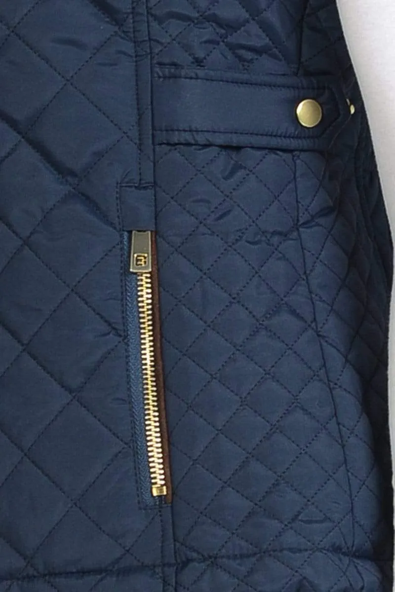 Auliné Collection Womens Quilted Zip Up Lightweight Fur Hooded Padding Vest