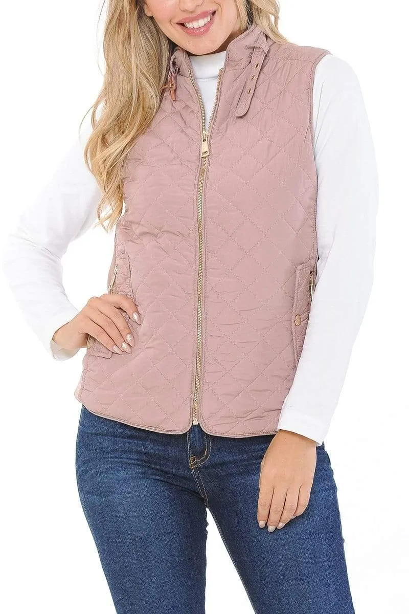 Auliné Collection Womens Quilted Zip Up Lightweight Padding MFZP Vest