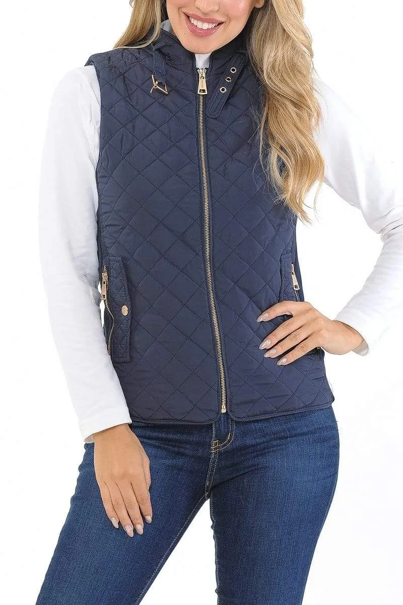 Auliné Collection Womens Quilted Zip Up Lightweight Padding MFZP Vest