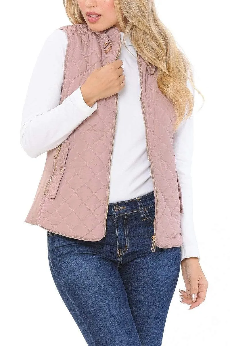 Auliné Collection Womens Quilted Zip Up Lightweight Padding MFZP Vest