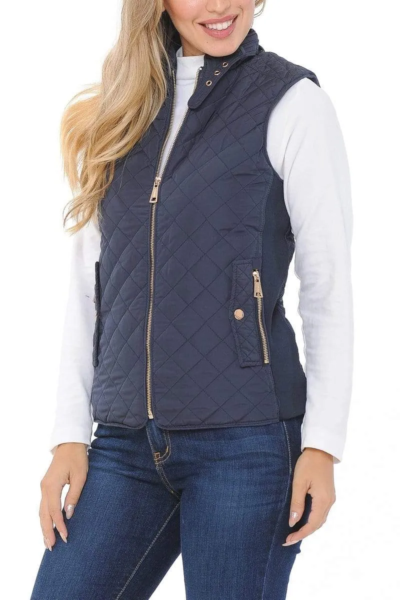 Auliné Collection Womens Quilted Zip Up Lightweight Padding MFZP Vest