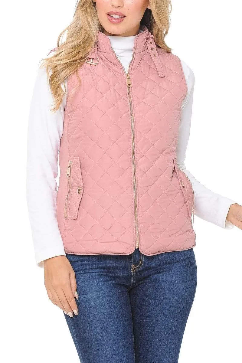 Auliné Collection Womens Quilted Zip Up Lightweight Padding MFZP Vest