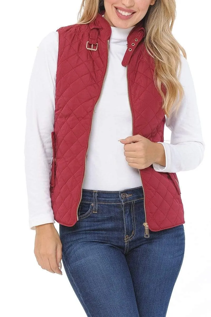 Auliné Collection Womens Quilted Zip Up Lightweight Padding MFZP Vest