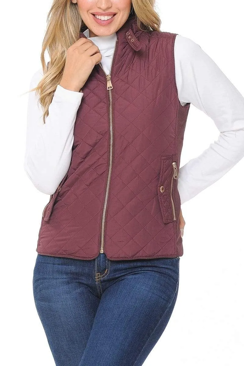 Auliné Collection Womens Quilted Zip Up Lightweight Padding MFZP Vest