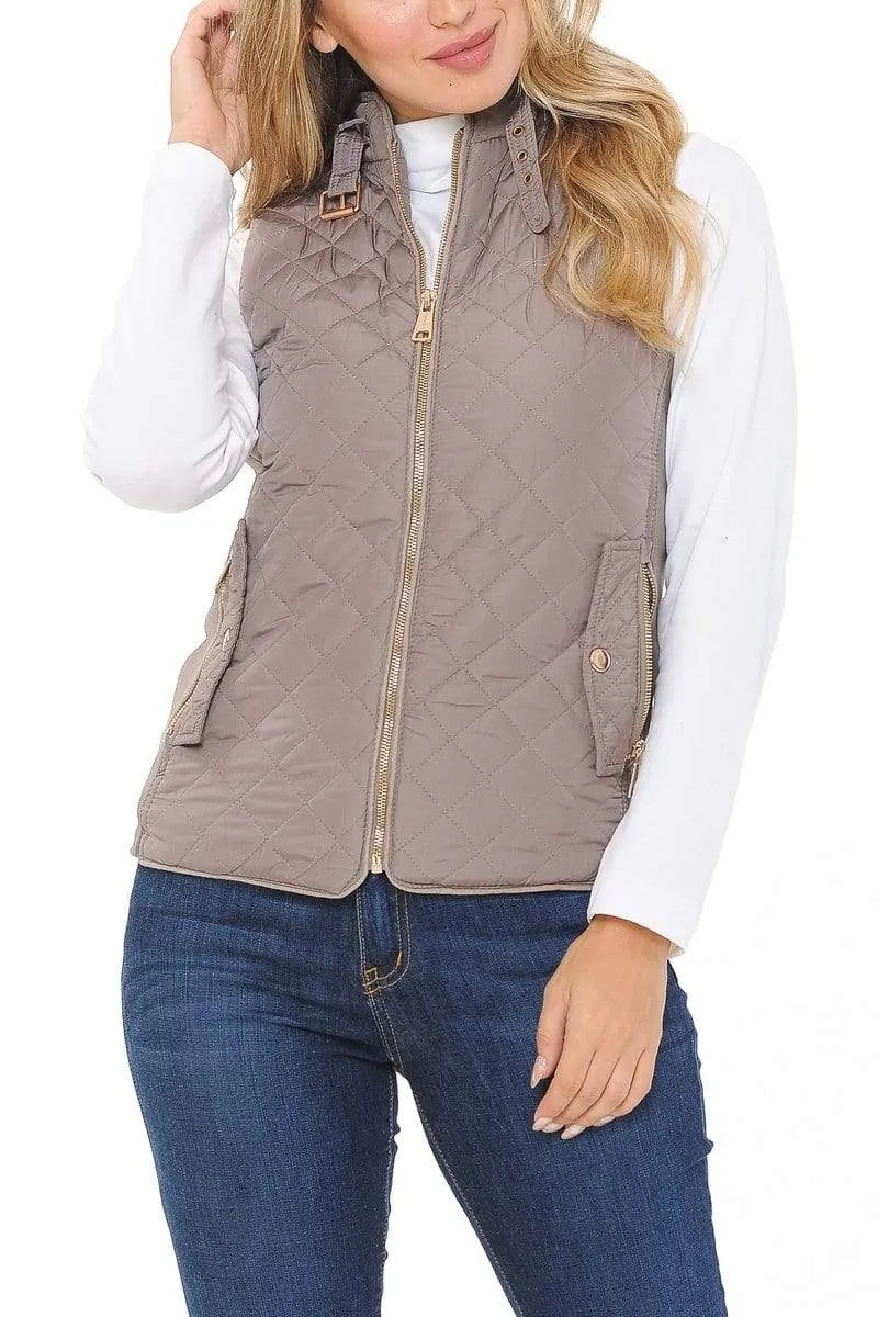 Auliné Collection Womens Quilted Zip Up Lightweight Padding MFZP Vest