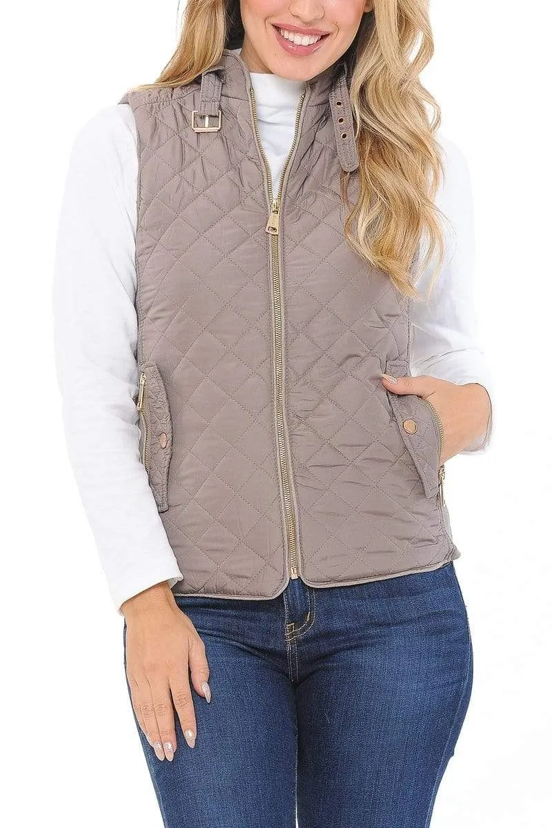 Auliné Collection Womens Quilted Zip Up Lightweight Padding MFZP Vest