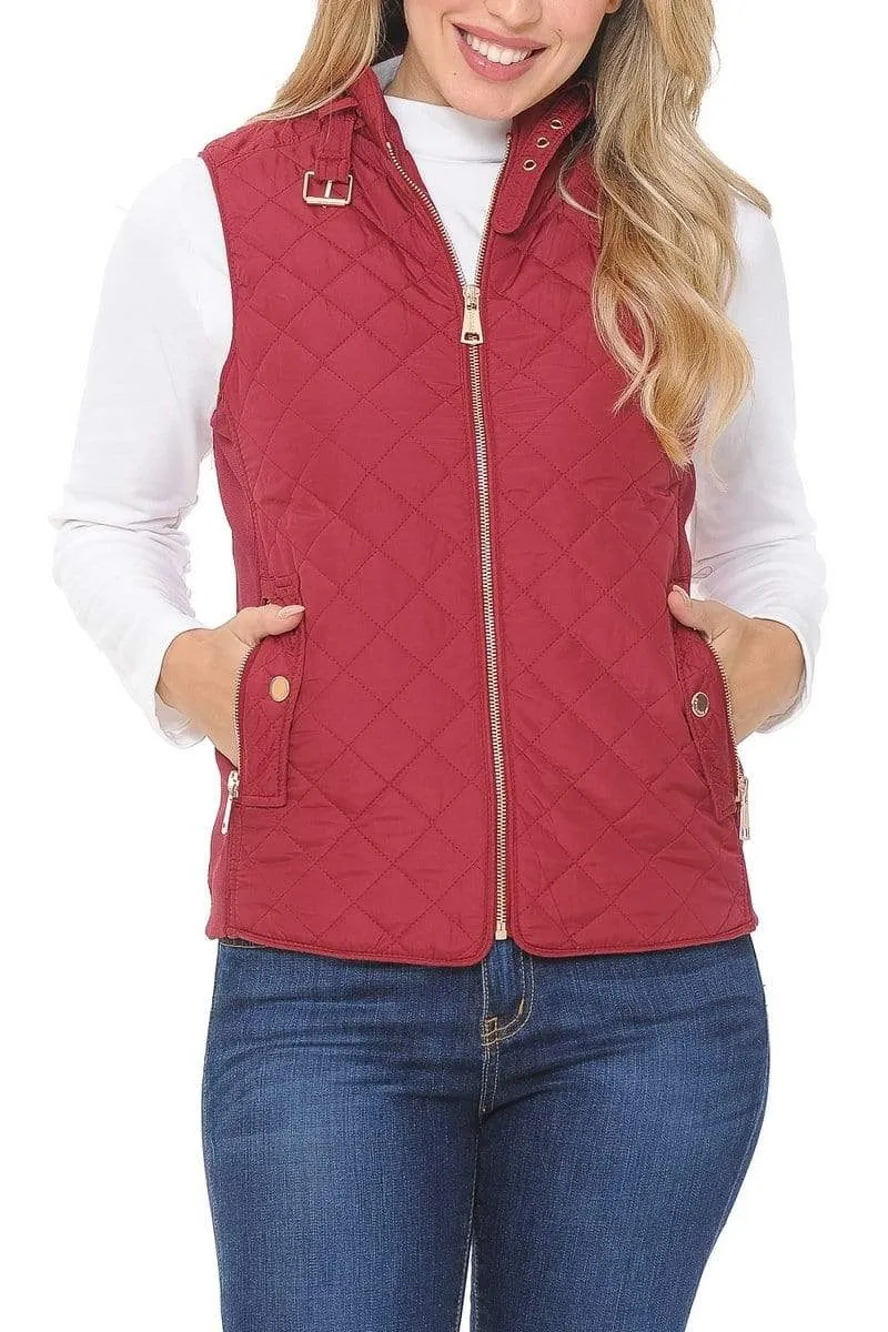 Auliné Collection Womens Quilted Zip Up Lightweight Padding MFZP Vest