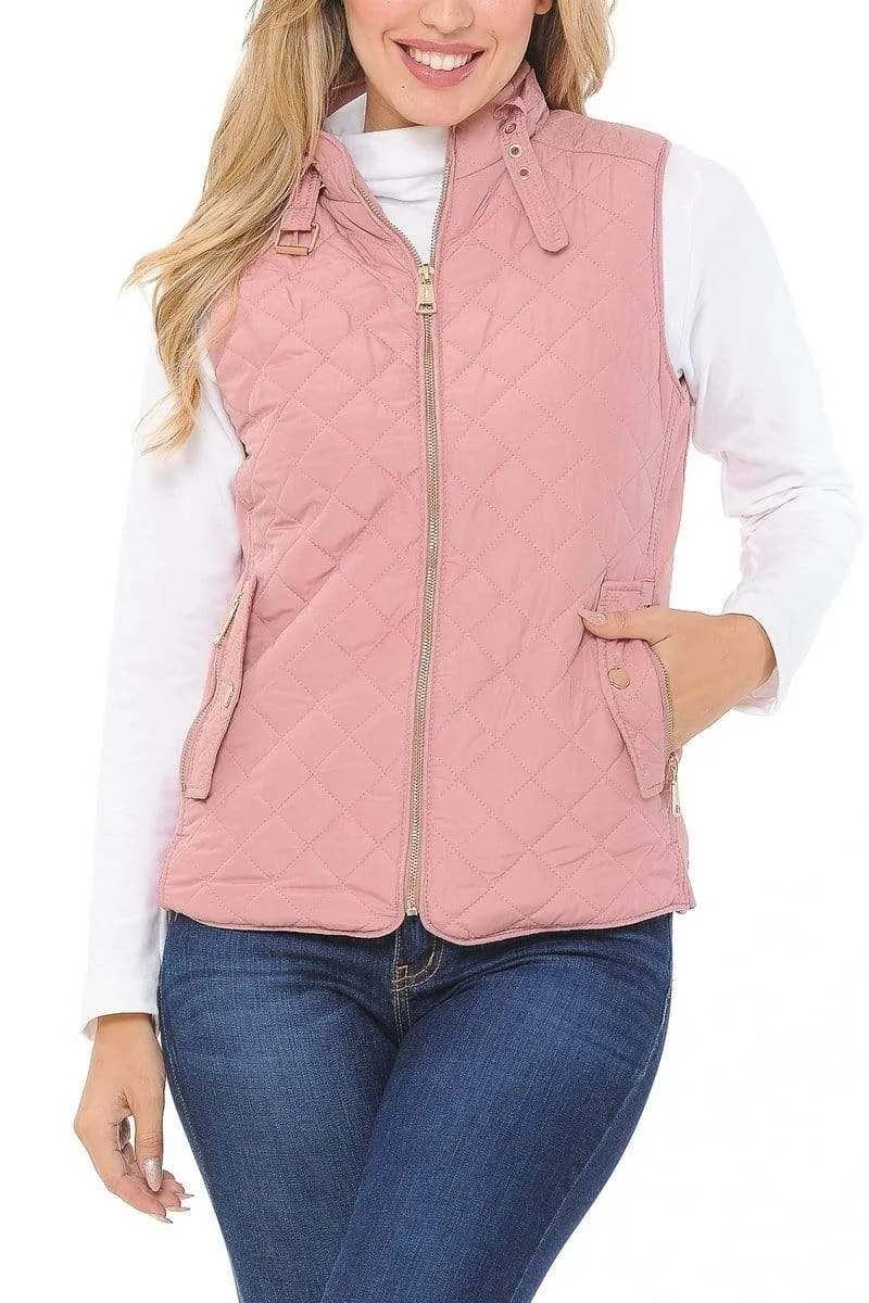 Auliné Collection Womens Quilted Zip Up Lightweight Padding MFZP Vest