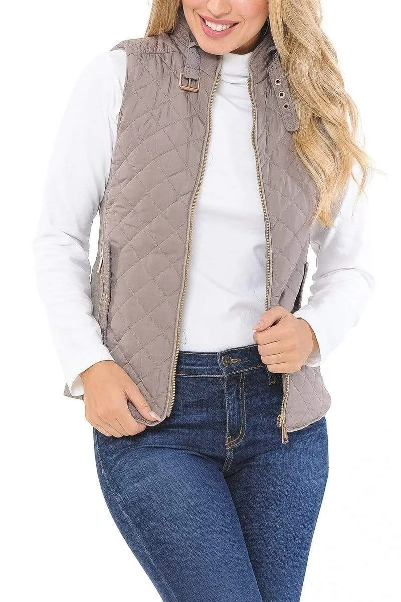 Auliné Collection Womens Quilted Zip Up Lightweight Padding MFZP Vest
