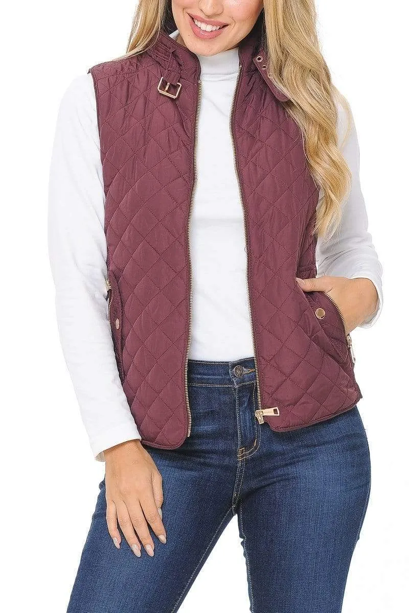 Auliné Collection Womens Quilted Zip Up Lightweight Padding MFZP Vest