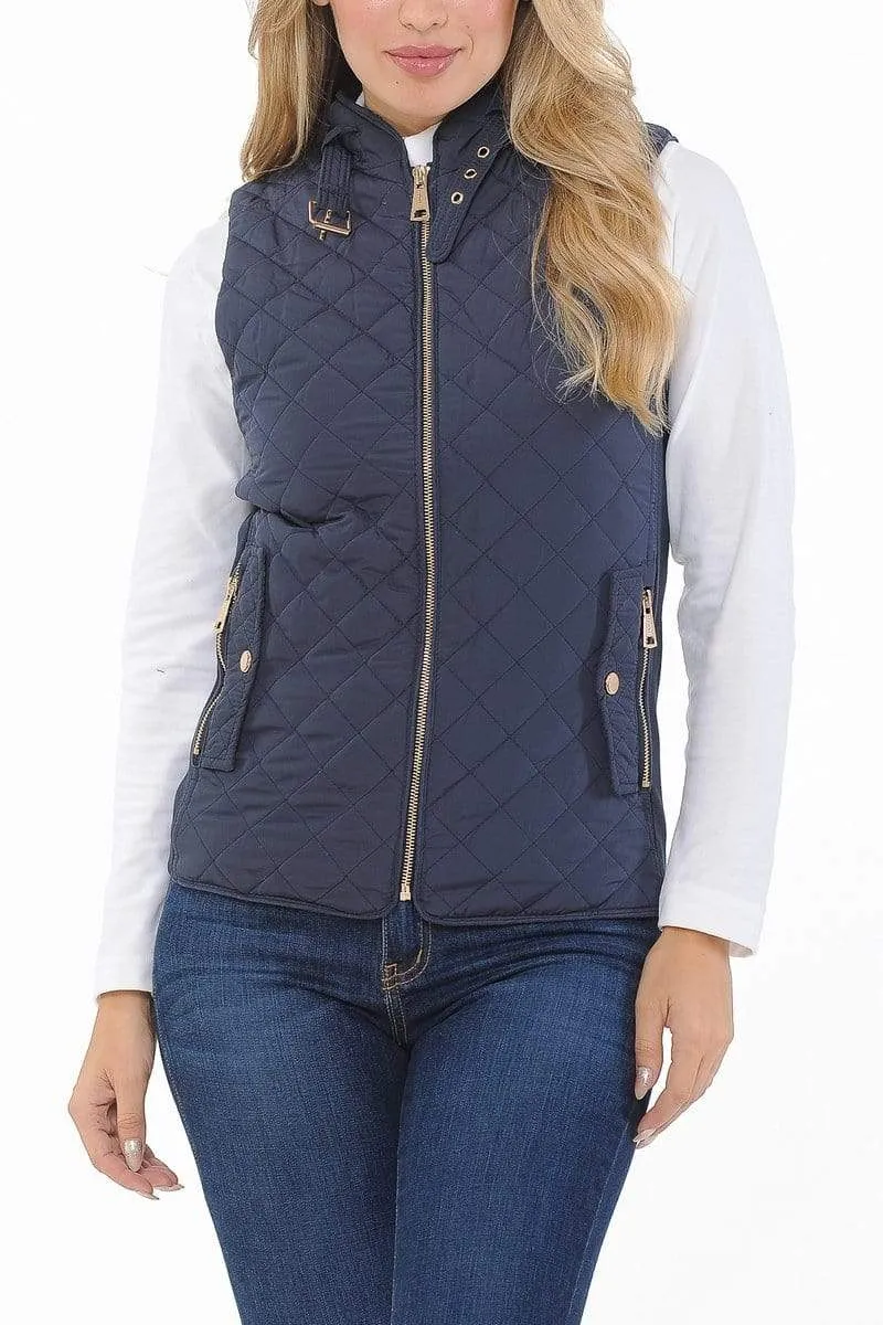 Auliné Collection Womens Quilted Zip Up Lightweight Padding MFZP Vest