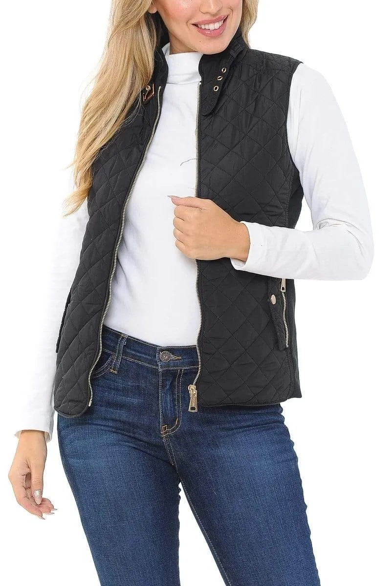Auliné Collection Womens Quilted Zip Up Lightweight Padding MFZP Vest