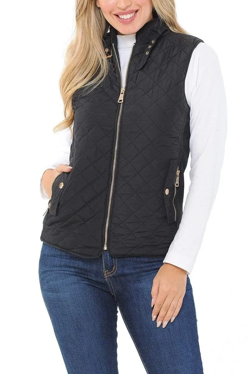 Auliné Collection Womens Quilted Zip Up Lightweight Padding MFZP Vest