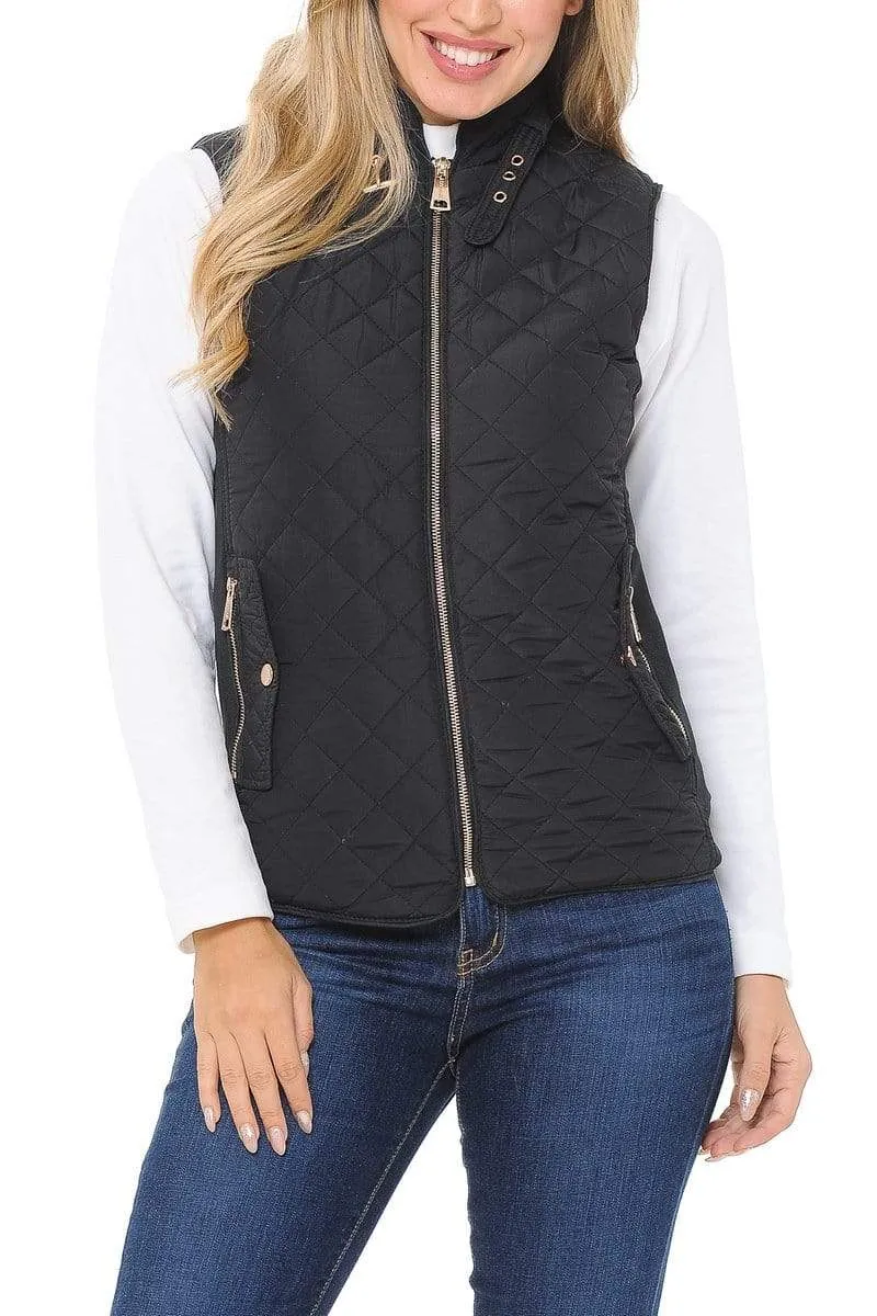 Auliné Collection Womens Quilted Zip Up Lightweight Padding MFZP Vest
