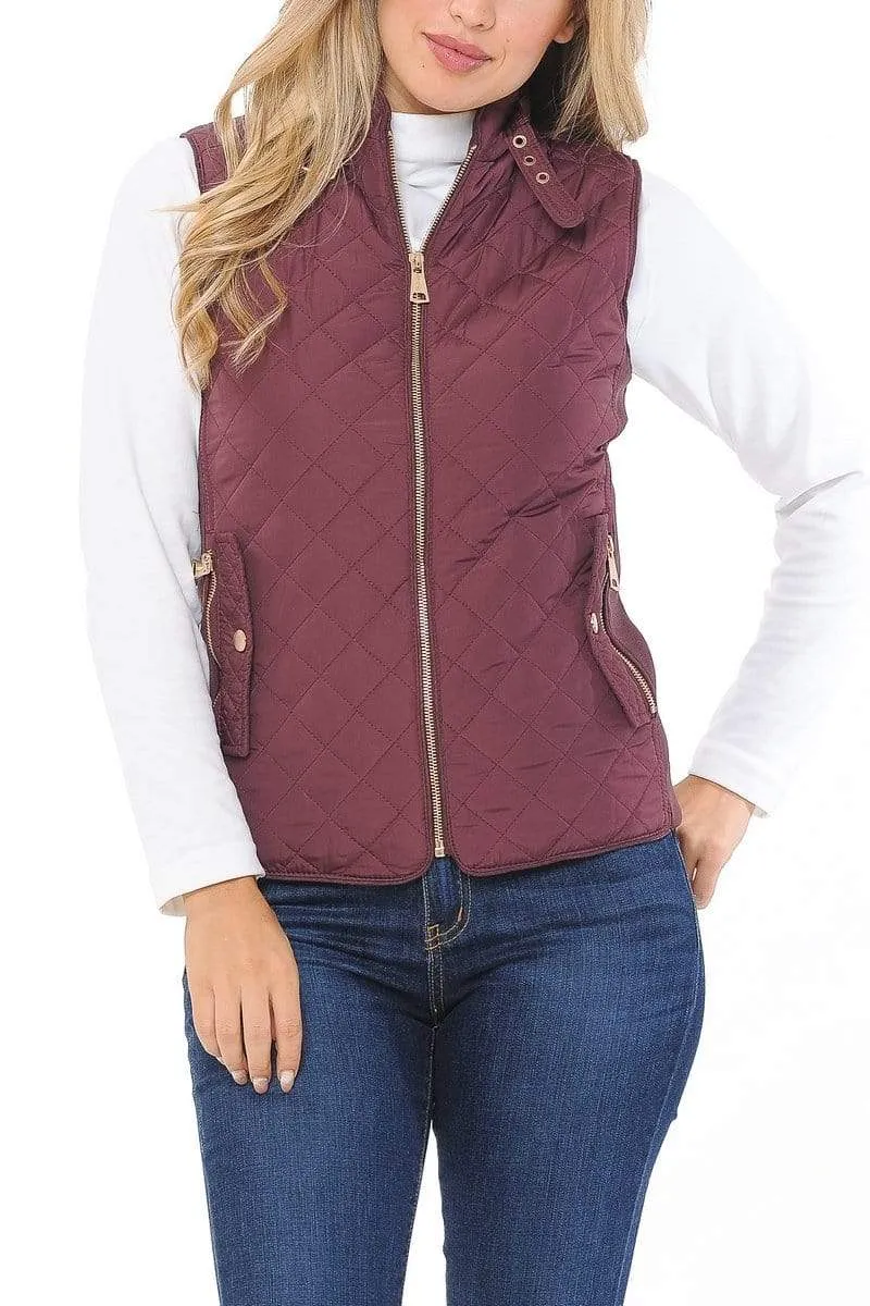 Auliné Collection Womens Quilted Zip Up Lightweight Padding MFZP Vest