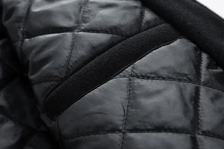 Autumn And Winter Season Cloth Padded Jacket  Baseball Collar Pu Leather Sleeve Jacket Flower Wool Large Size Varsity Jacket
