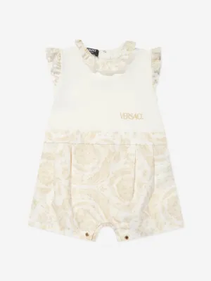Baby Barocco Logo Romper in Beige