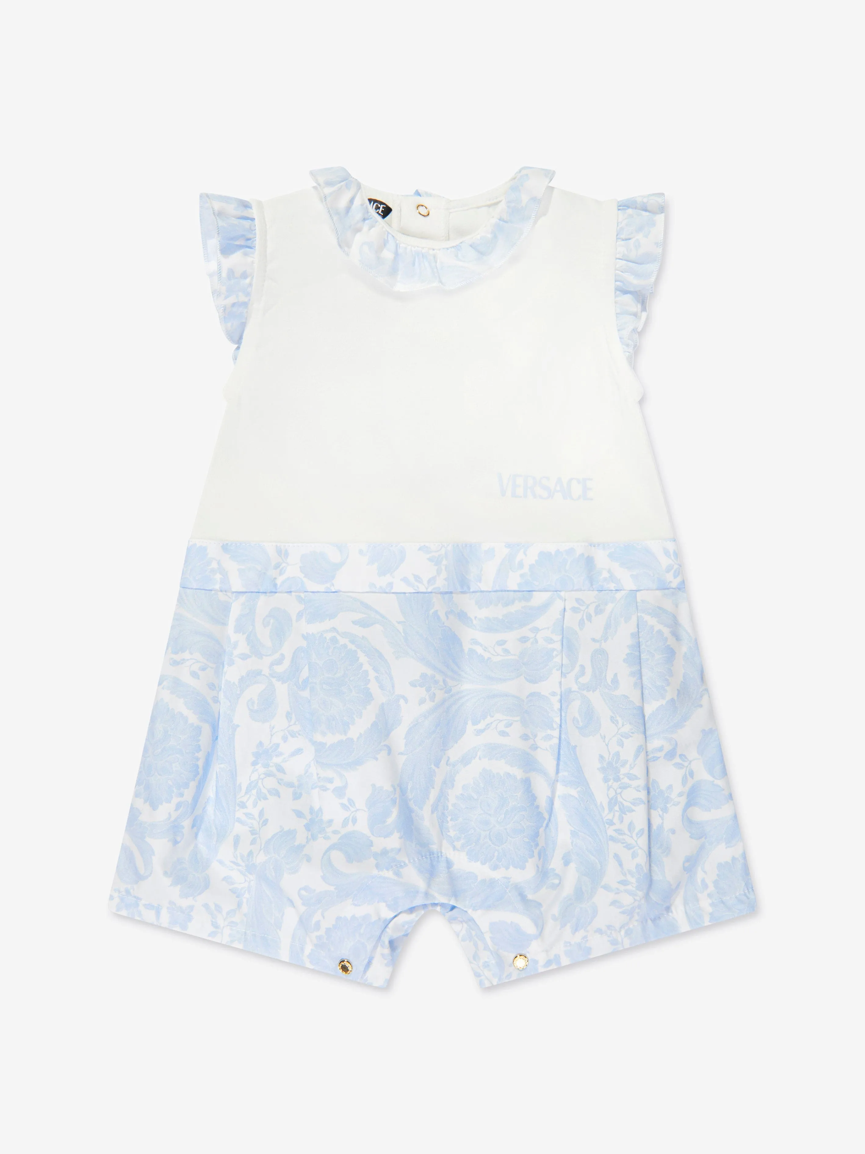 Baby Boys Barocco Logo Romper in Blue