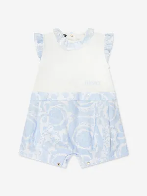 Baby Boys Barocco Logo Romper in Blue