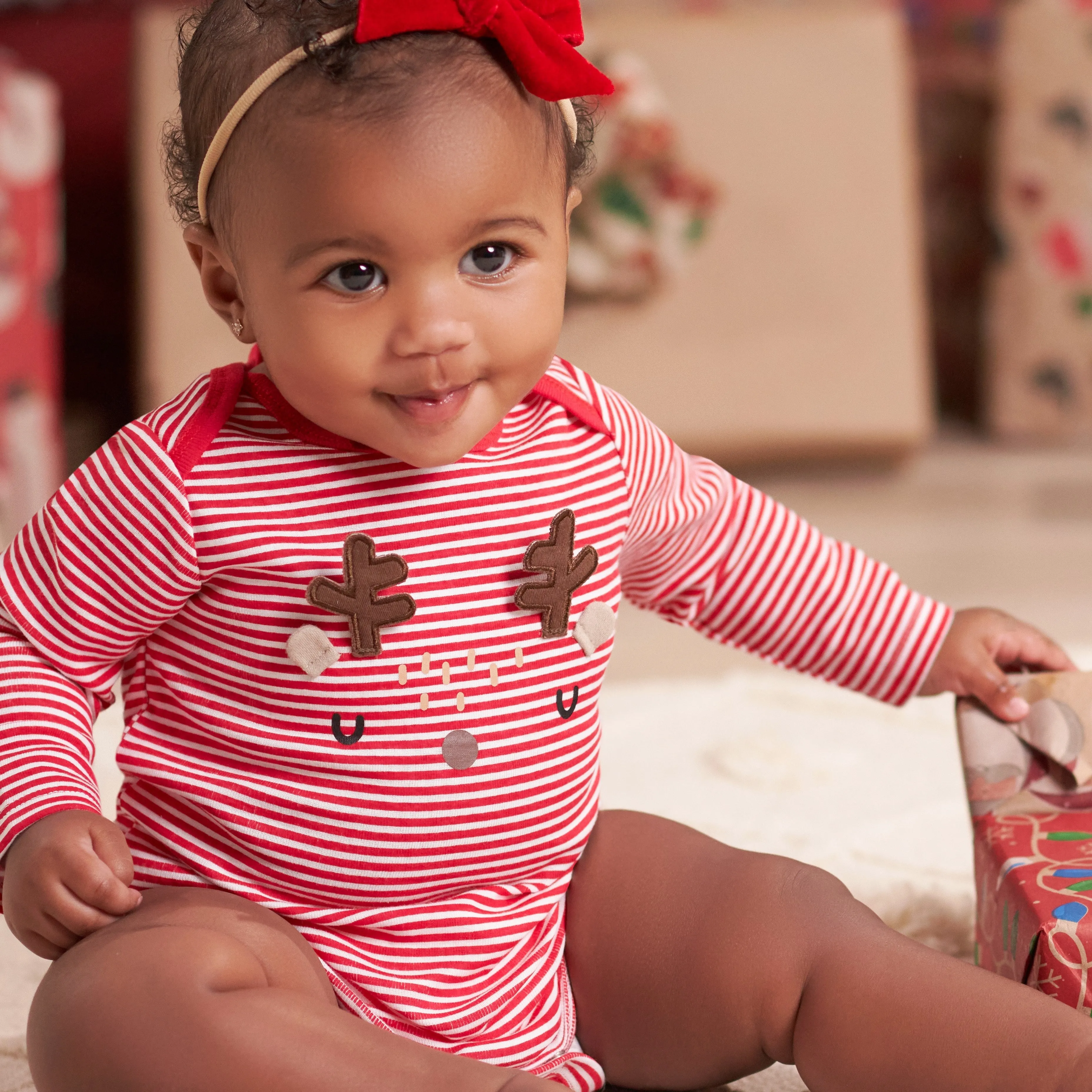 Baby Neutral Reindeer Long Sleeve Onesies® Bodysuit