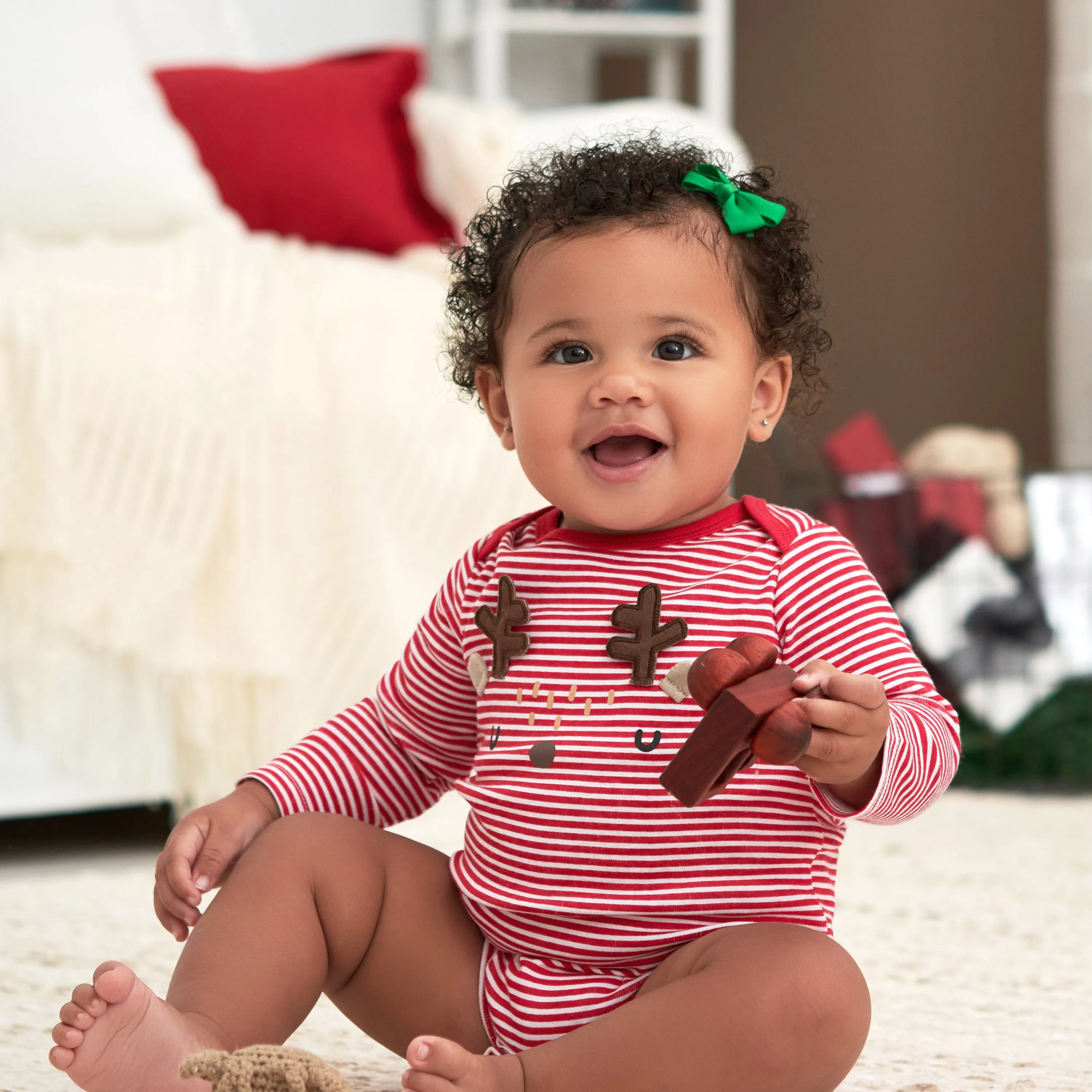 Baby Neutral Reindeer Long Sleeve Onesies® Bodysuit