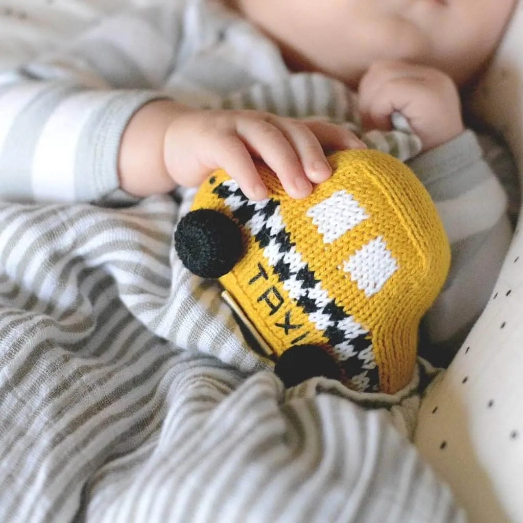 Big City Baby Gift Set - Organic NYC Onesie, Taxi Rattle & Apple Rattle