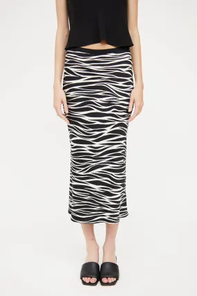 Black & White Printed Silk Skirt