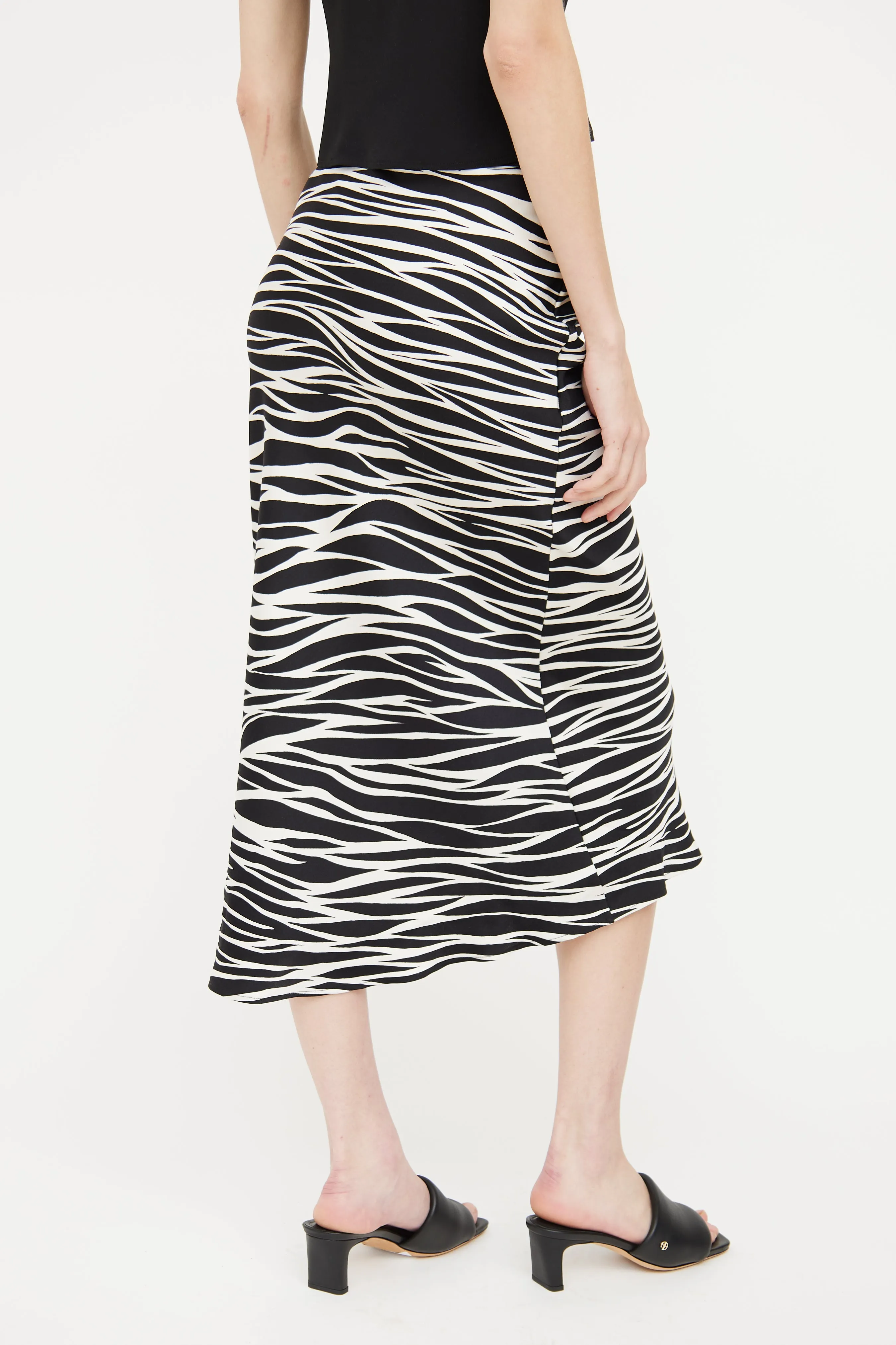 Black & White Printed Silk Skirt