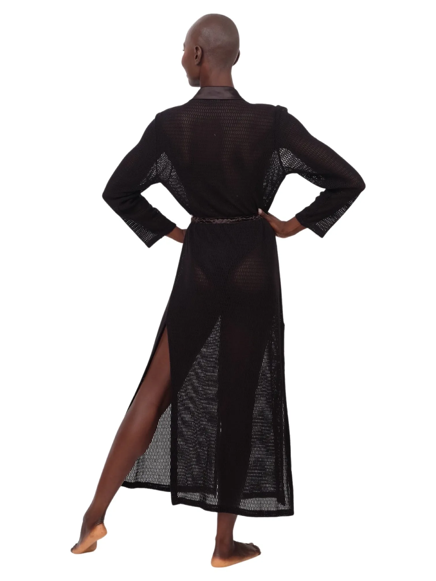 Black Lace and Satin Maxi Coverup