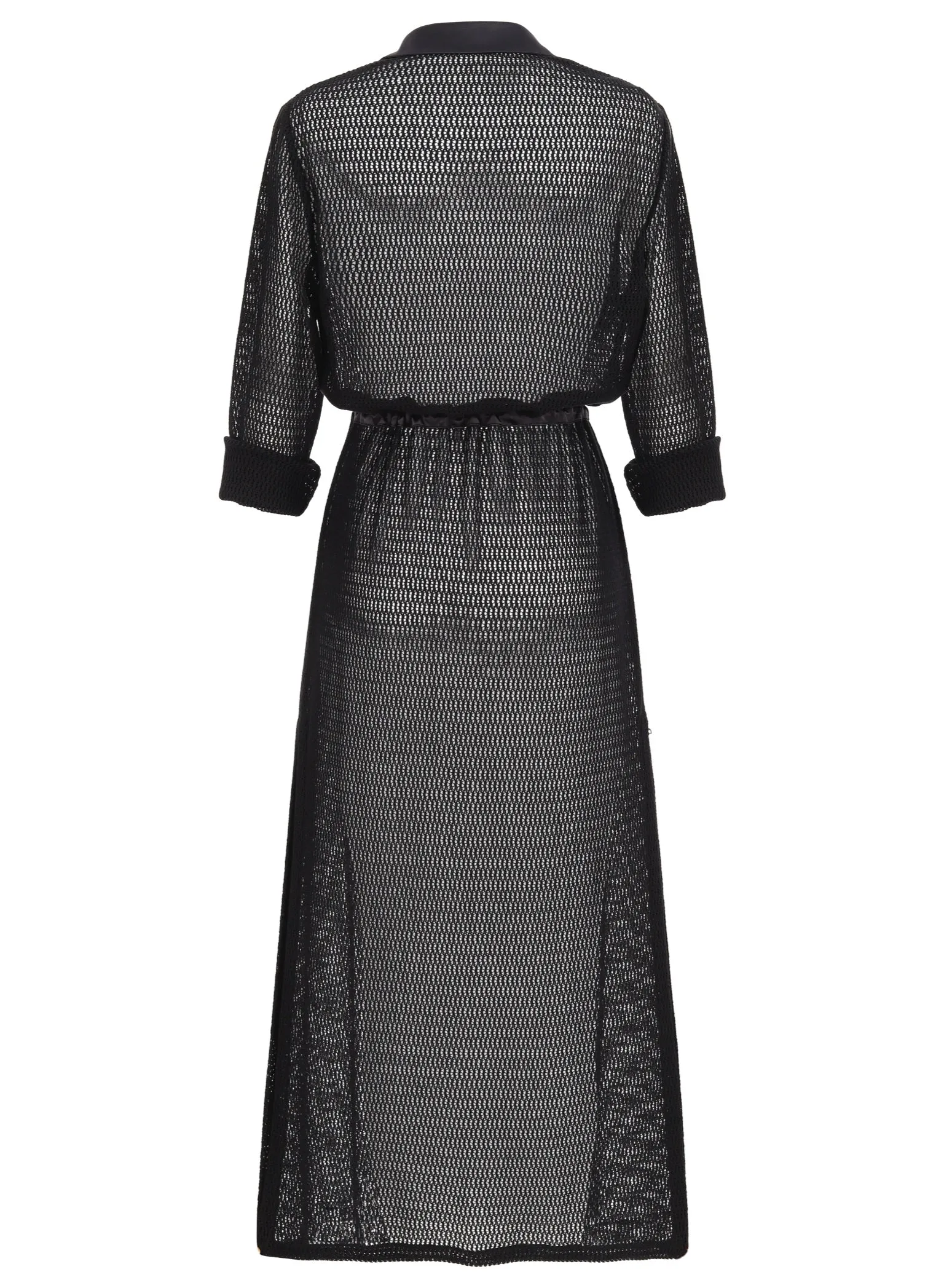 Black Lace and Satin Maxi Coverup