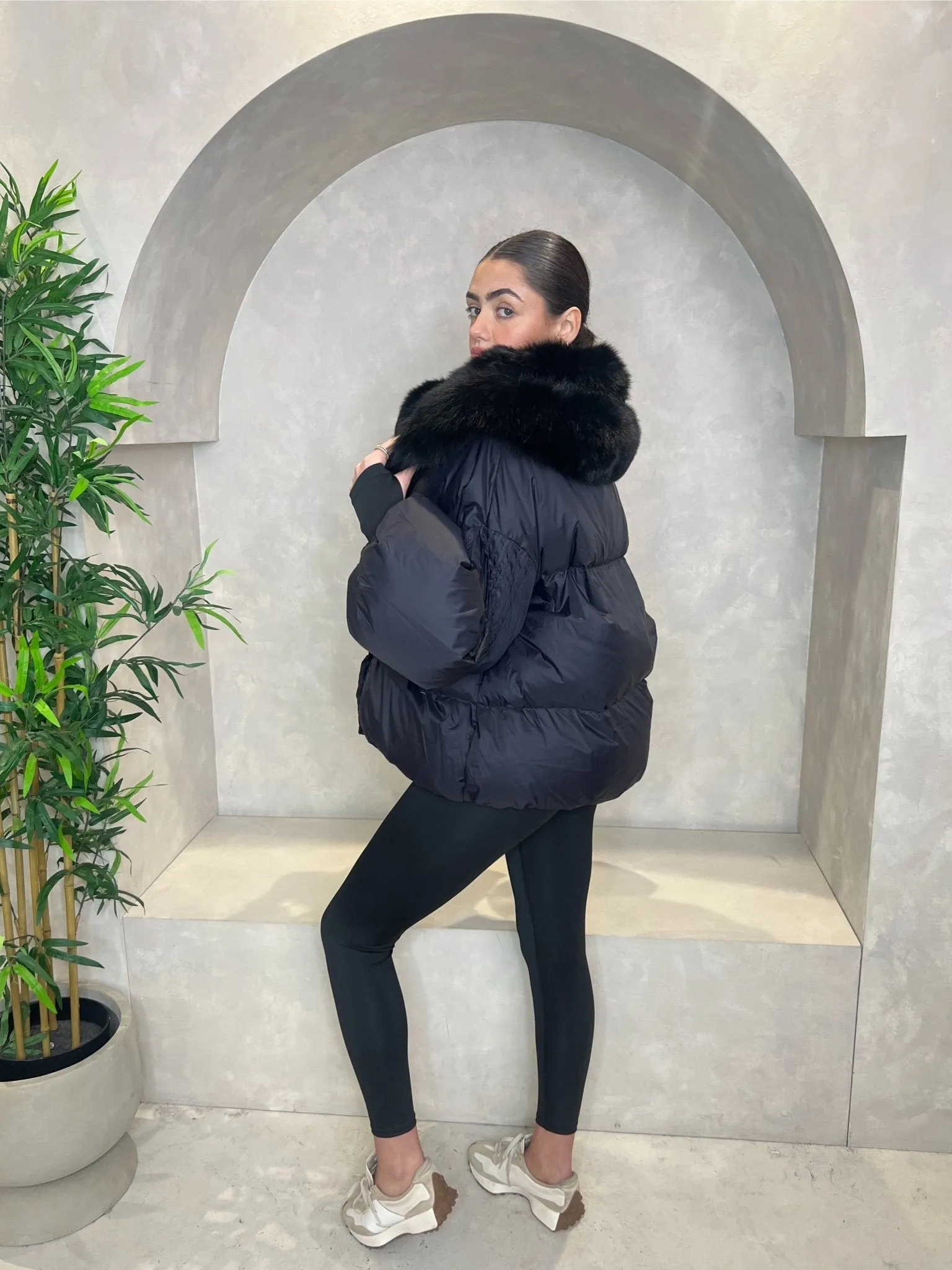 Black Luxury Fur Collar Jacket