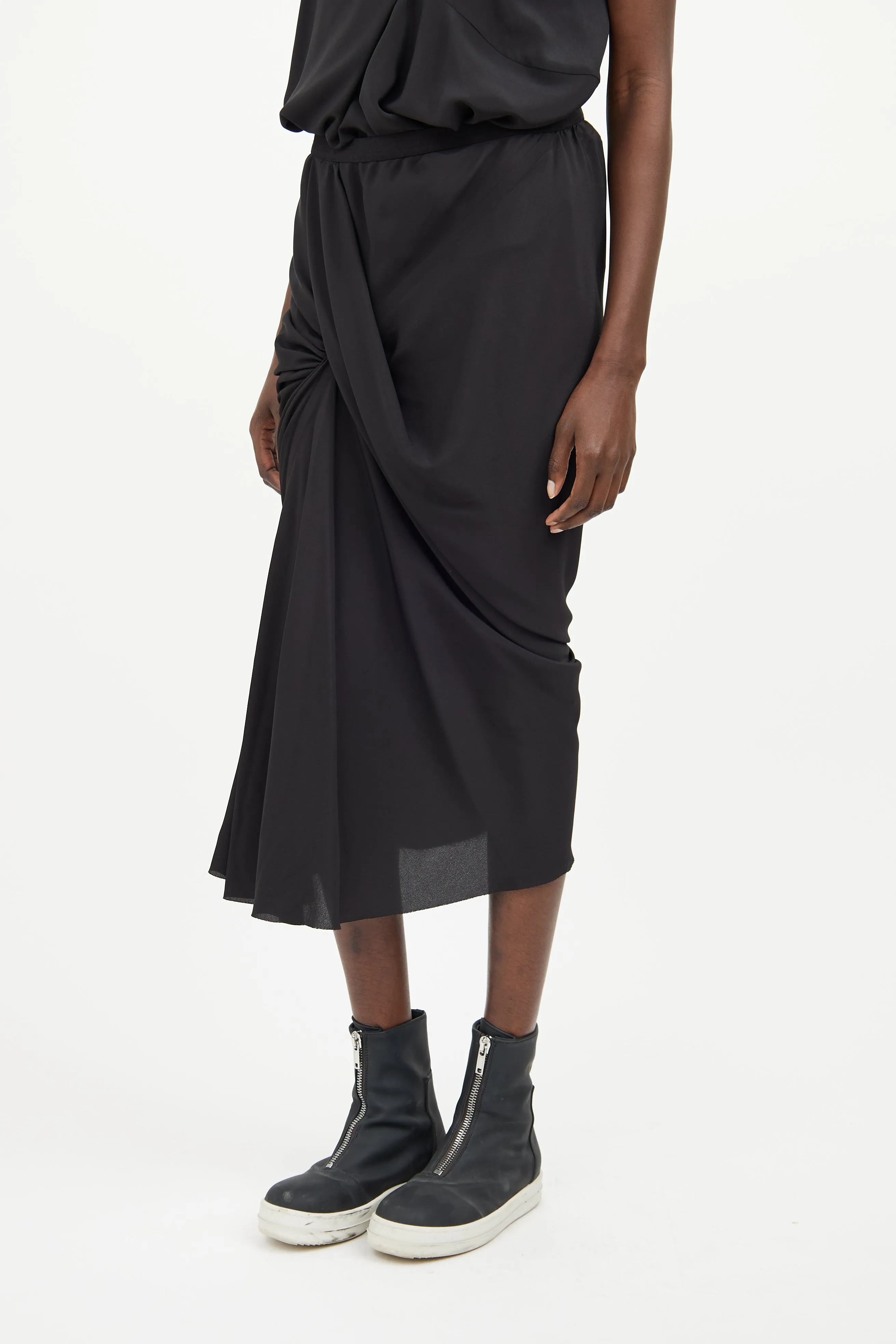 Black Maxi Ruched Skirt