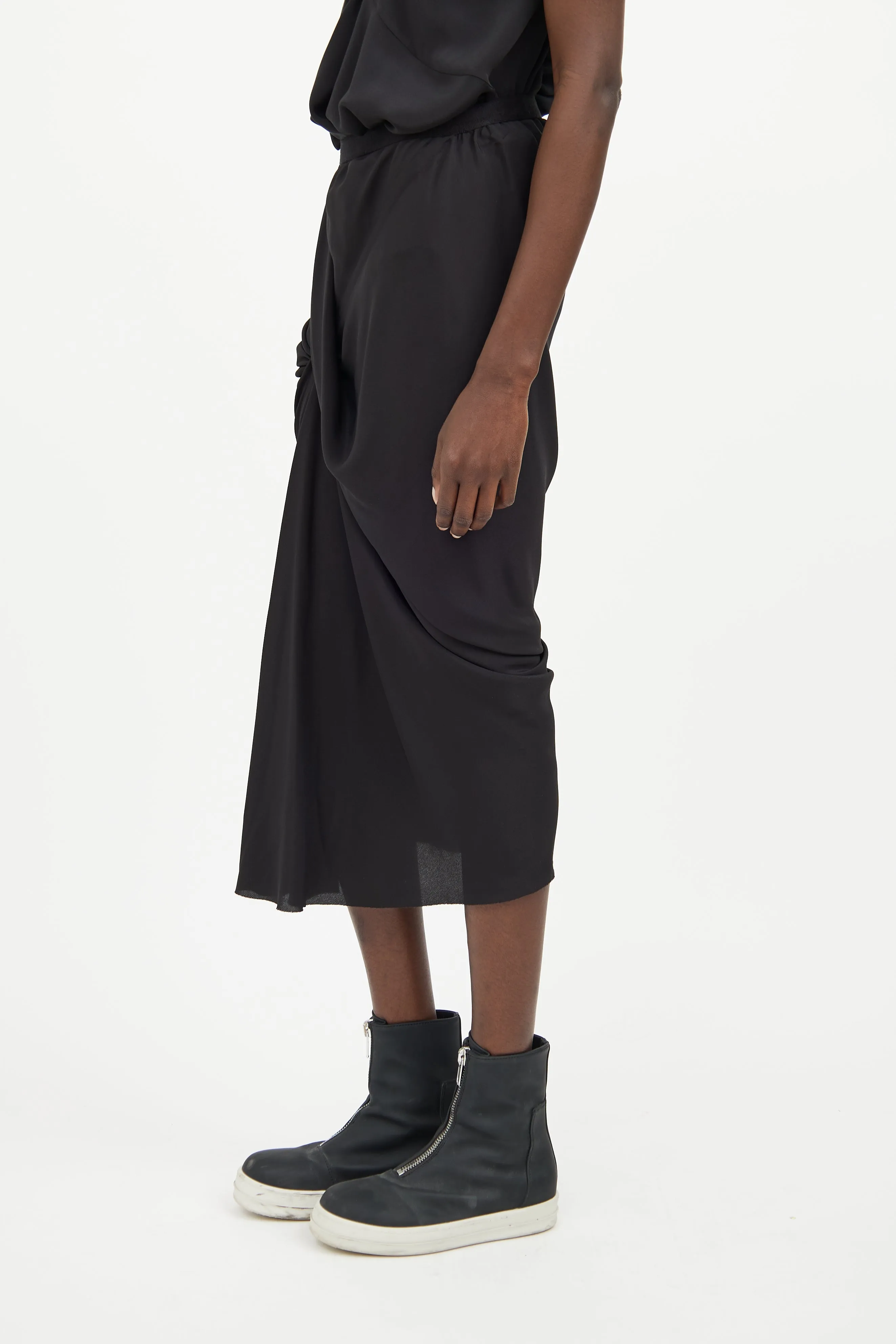 Black Maxi Ruched Skirt