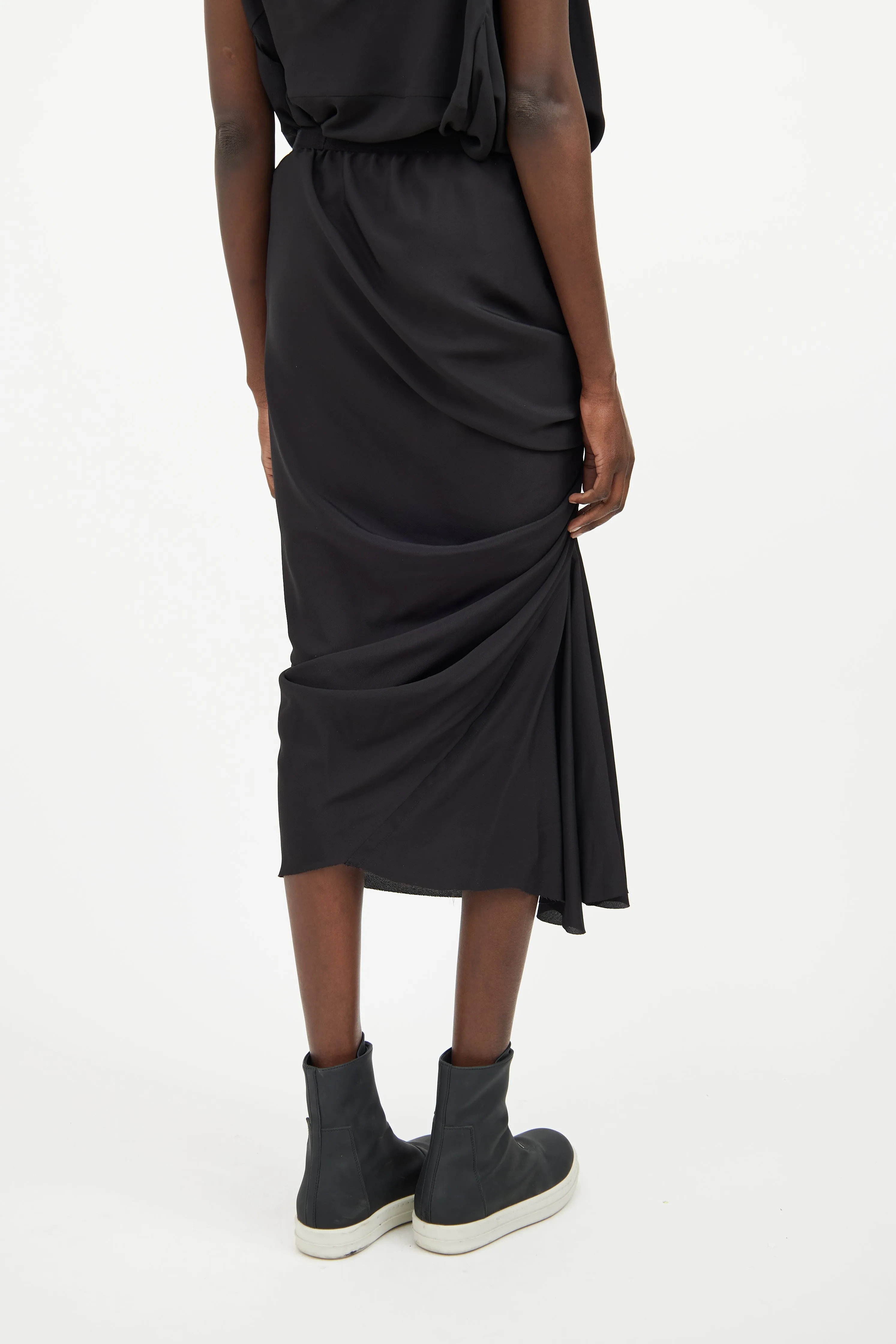 Black Maxi Ruched Skirt