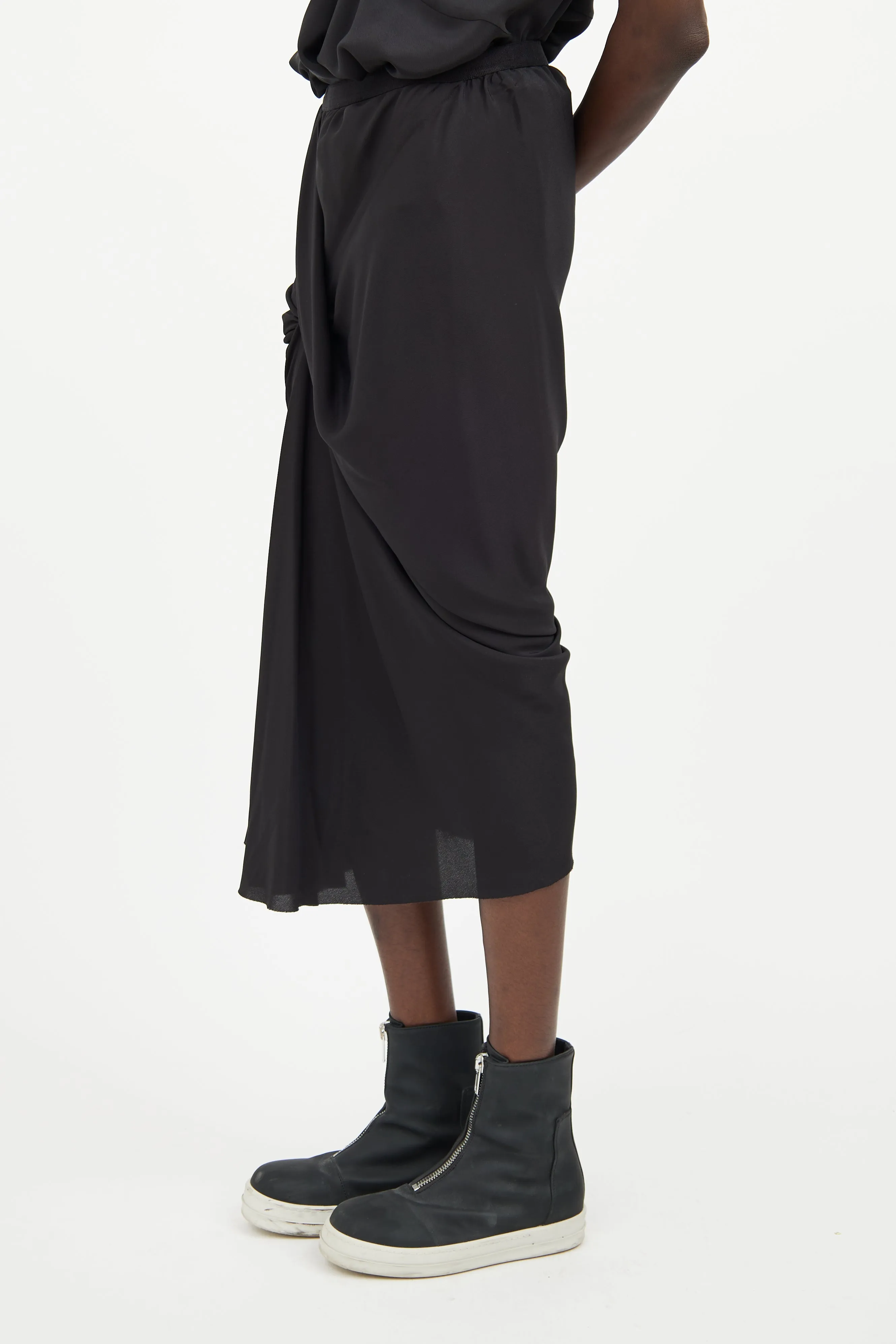 Black Maxi Ruched Skirt