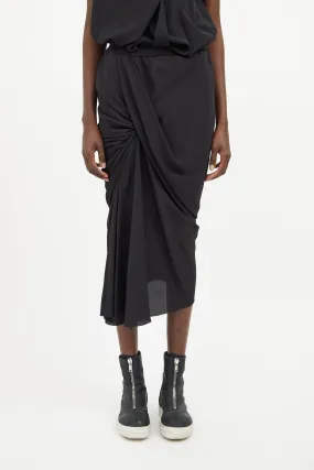 Black Maxi Ruched Skirt