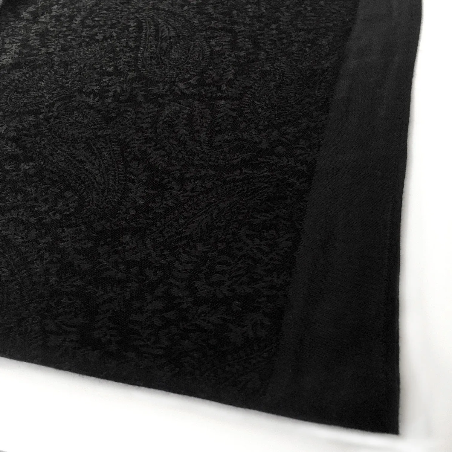 BLACK PAISLEY PRINT REVERSIBLE PASHMINA SHAWL SCARF