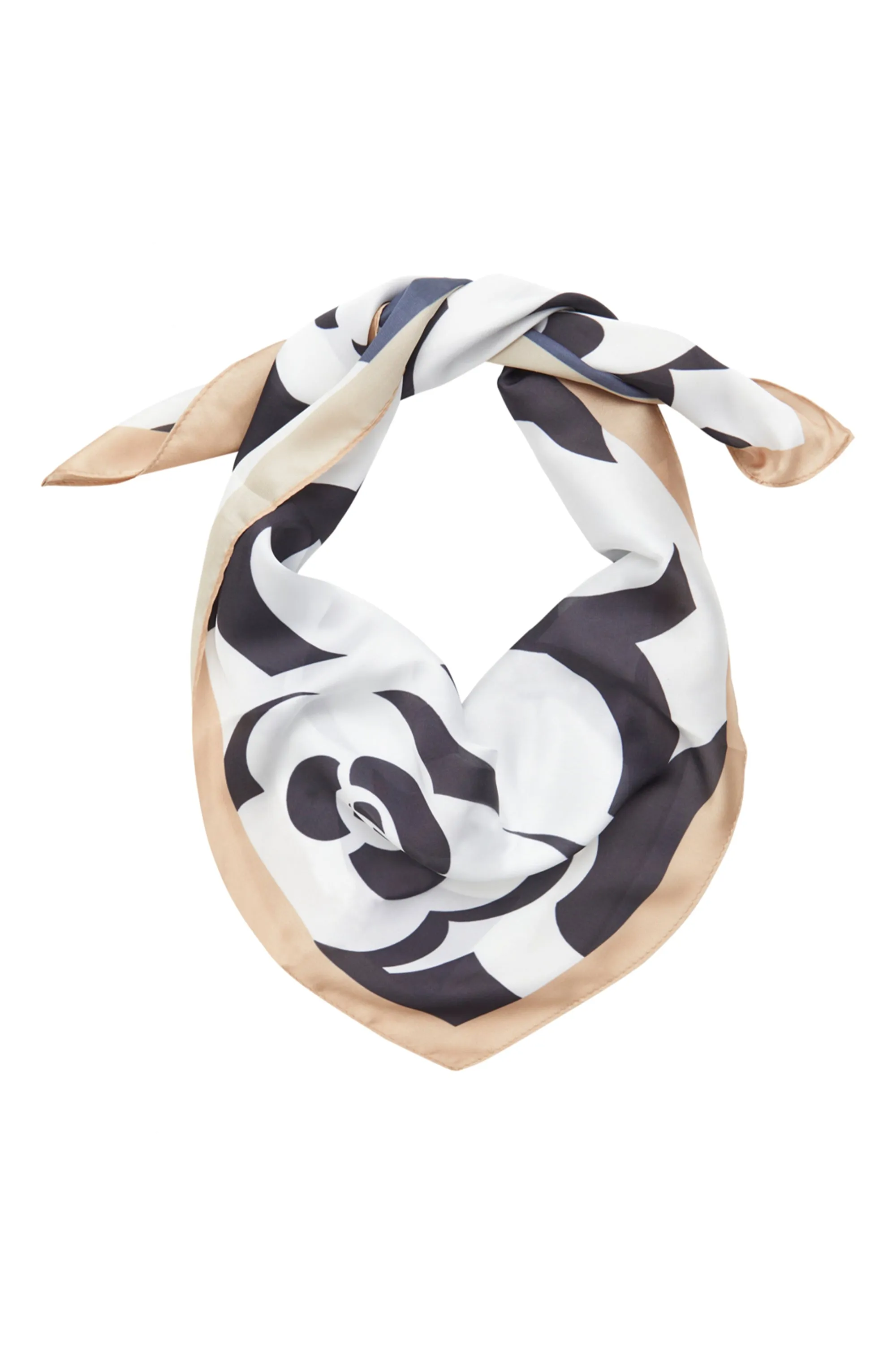 BLACK WHITE FLORAL SCARF