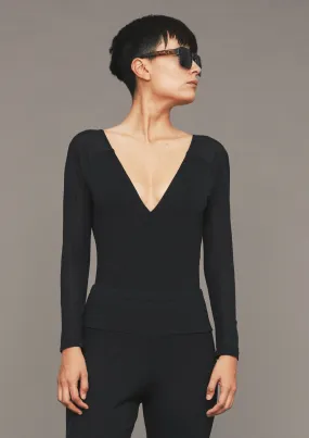 BODYSUIT LONG SLEEVES - HIGH DENSITY KNIT black