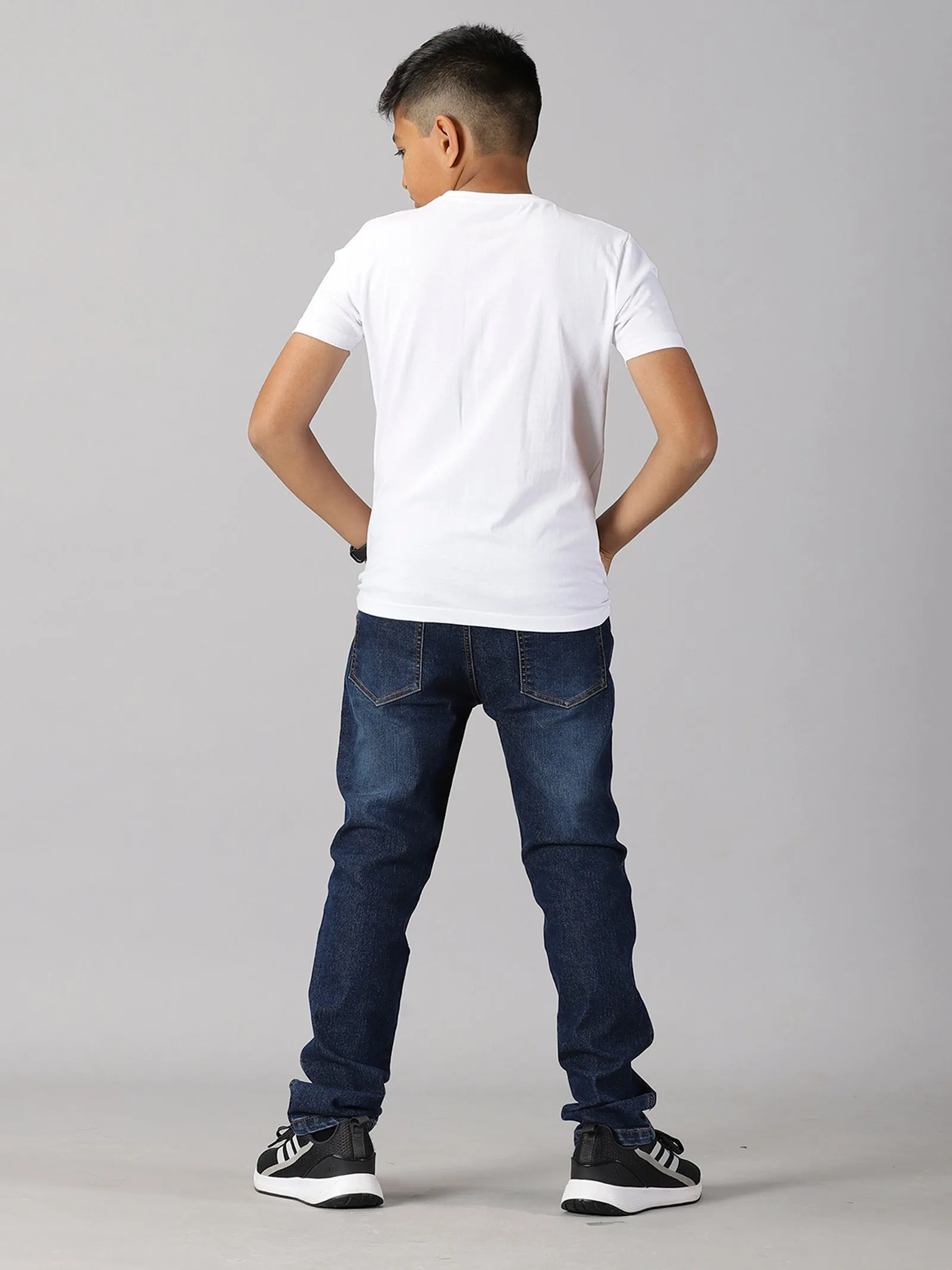 Boys Solid Round neck Tee & Denim Pant Set