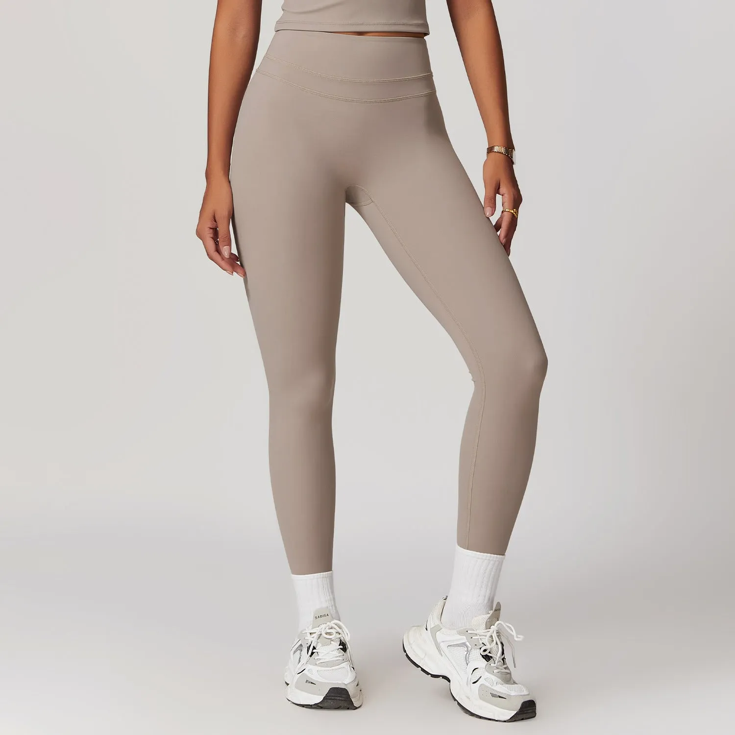 Brushed Tight High Waist Yoga Pants Belly Contracting Hip Raise Fitness Pants Outdoor Running Outerwear Sports Trousers